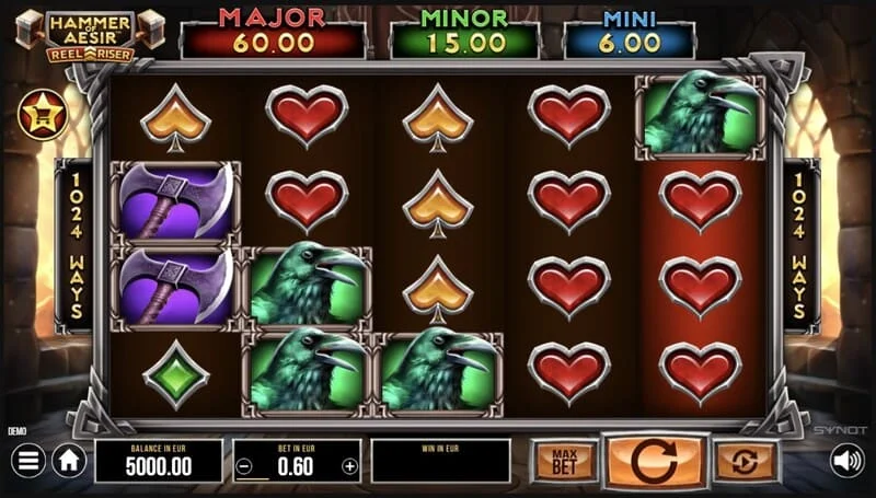 Hammer of Aesir - หน้าจอเกมพร้อมวงล้อ